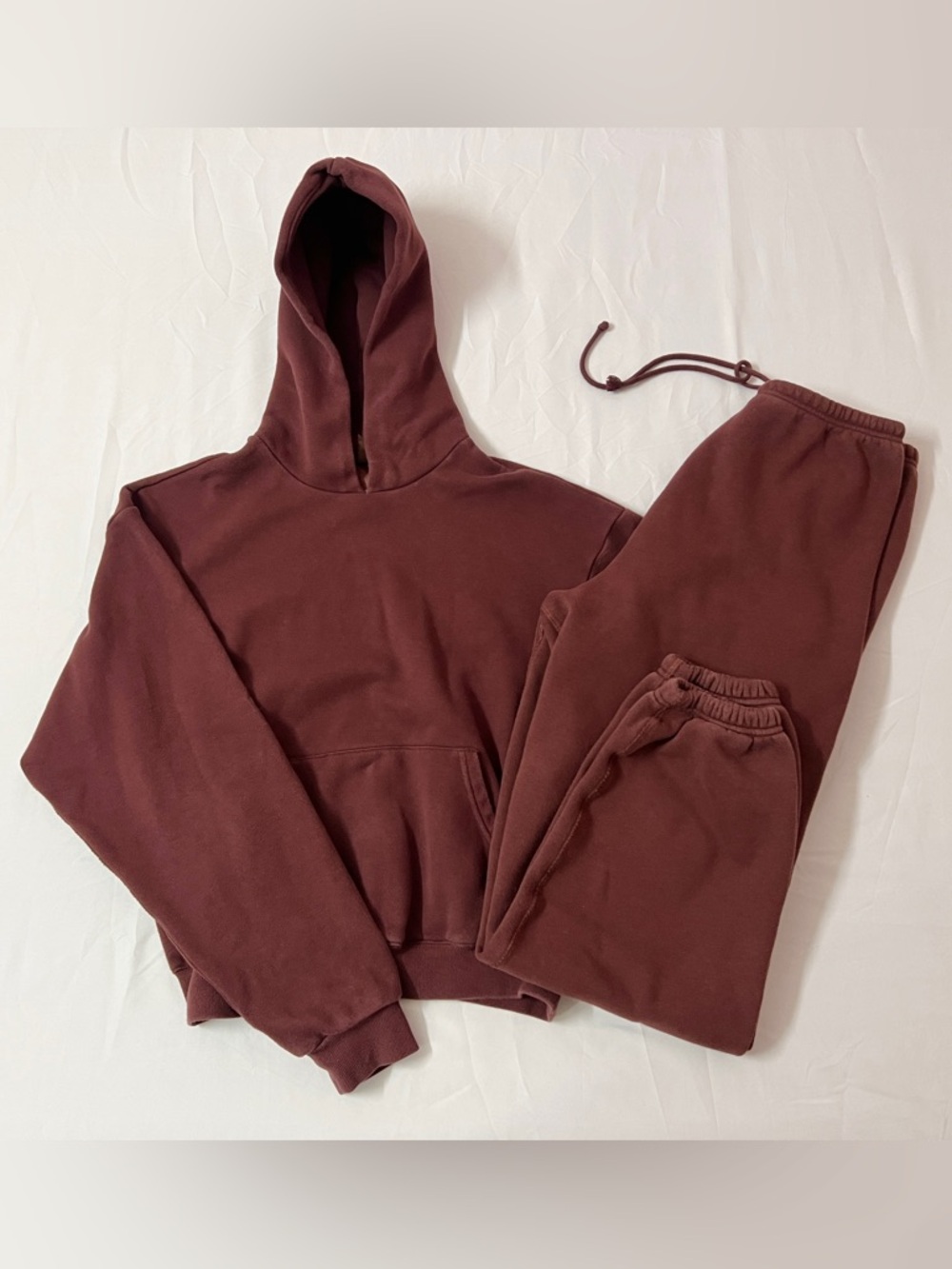 SKIMS Cotton Fleece Classic Hoodie Pullover + Jogger Joggers Sweatpants Set Red